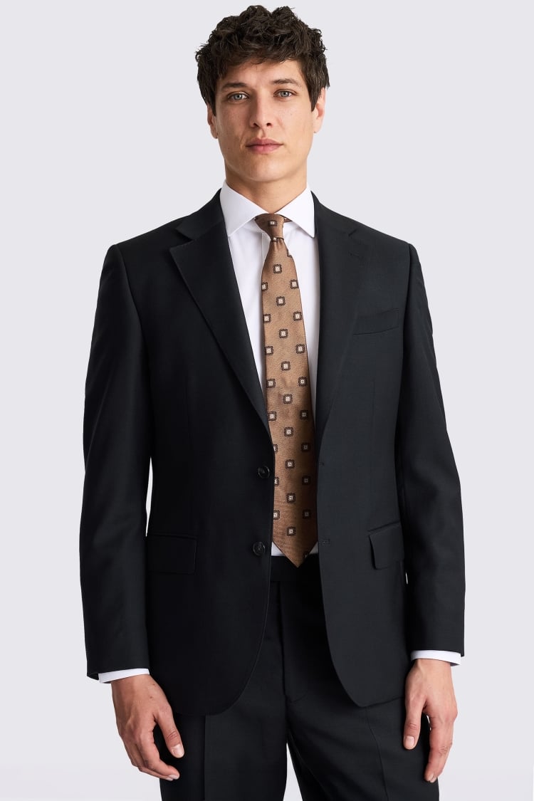 Regular Fit Black Twill Suit